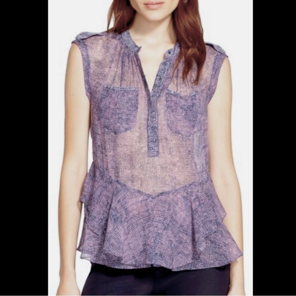 100% Silk, Rebecca Taylor sleeveless semi sheer blouse, like new